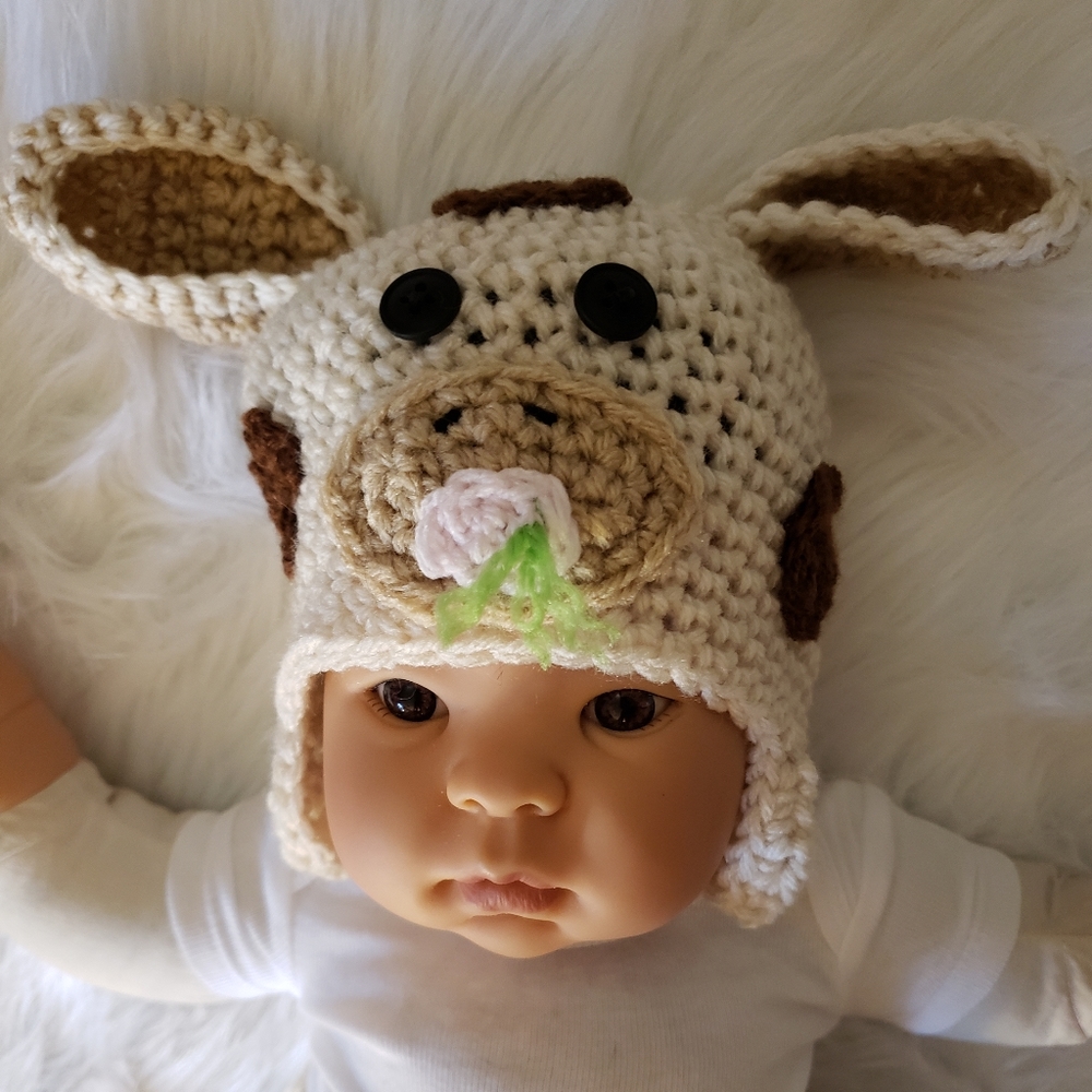 🤍🤎Handmade cow beanie